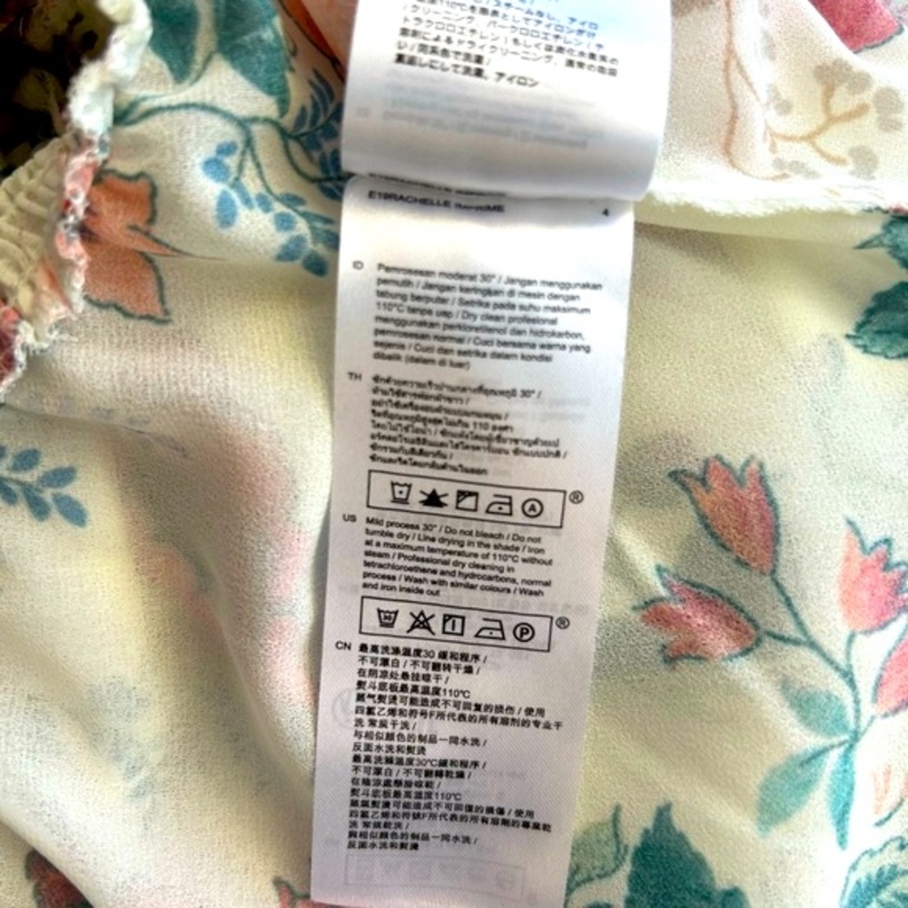 Maje Rachelle Asymmetric Floral Print on Off White size 3 or Small Slit Front - Picture 12 of 13